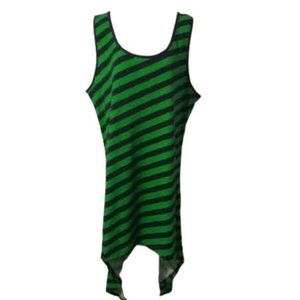Naina's Dream Green Navy Striped Plus Size Tunic Tank Top
